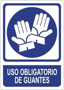 placa USO OBLIGATORIO DE GUANTES señal SAR211