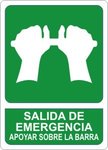 placa SALIDA DE EMERGENCIA APOYAR SOBRE LA BARRA señal SAR220
